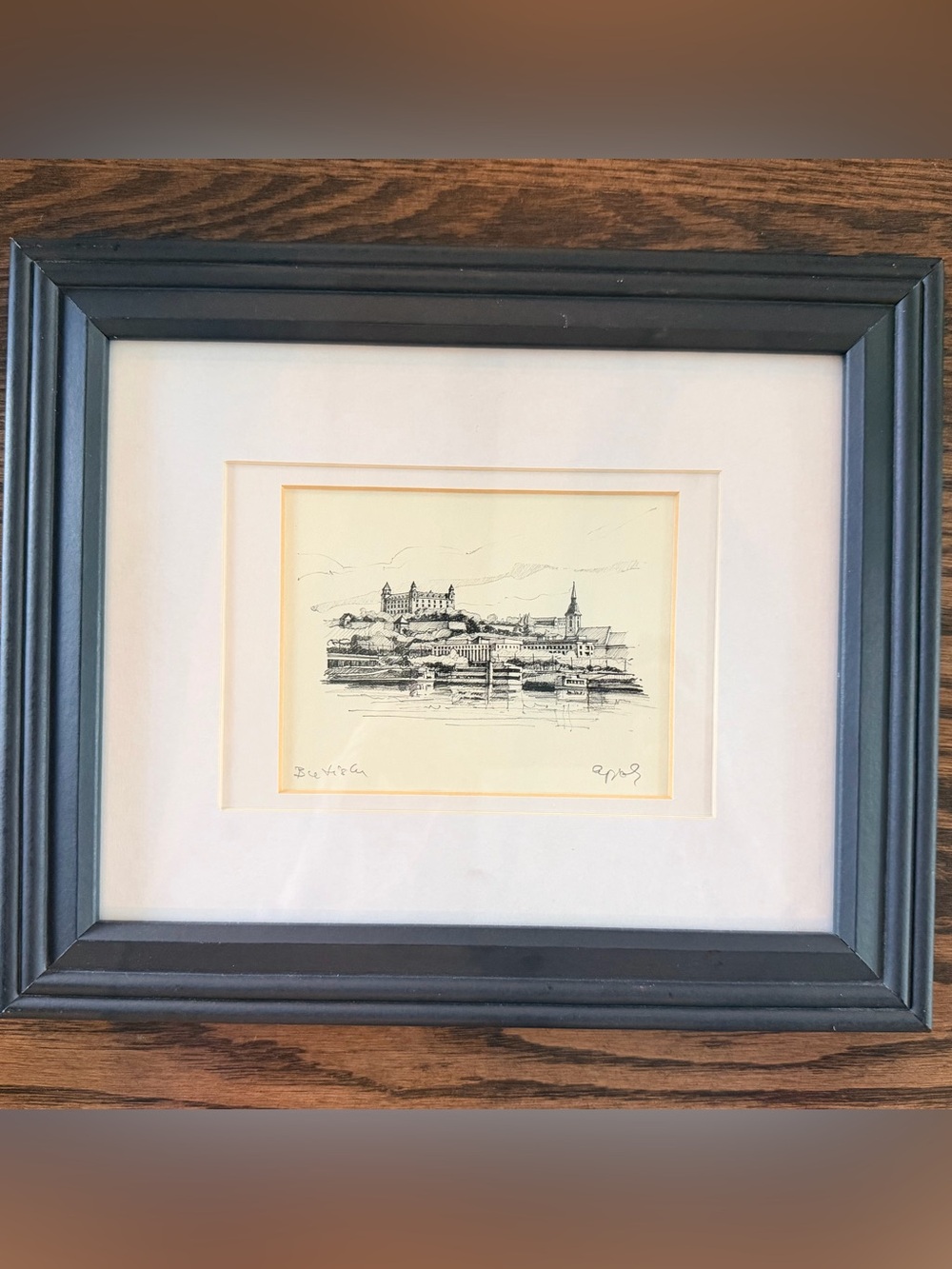 Signed Sketch of Bratislava Castle in Slovakia